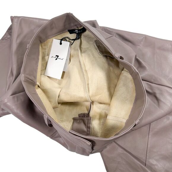NWT 7 for All Mankind Size L Vegan Faux Leather Pants Wide Leg Ankle High Rise - Picture 4 of 14